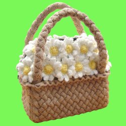 Knitted Flower Basket Handbag