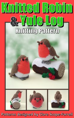 Knitted Robin and Yule Log Pattern Cover
